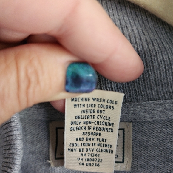 L.L.Bean XL Tall men's 1/4 Zip Cotton Cashmere Sweater Light Gray - Picture 4 of 8